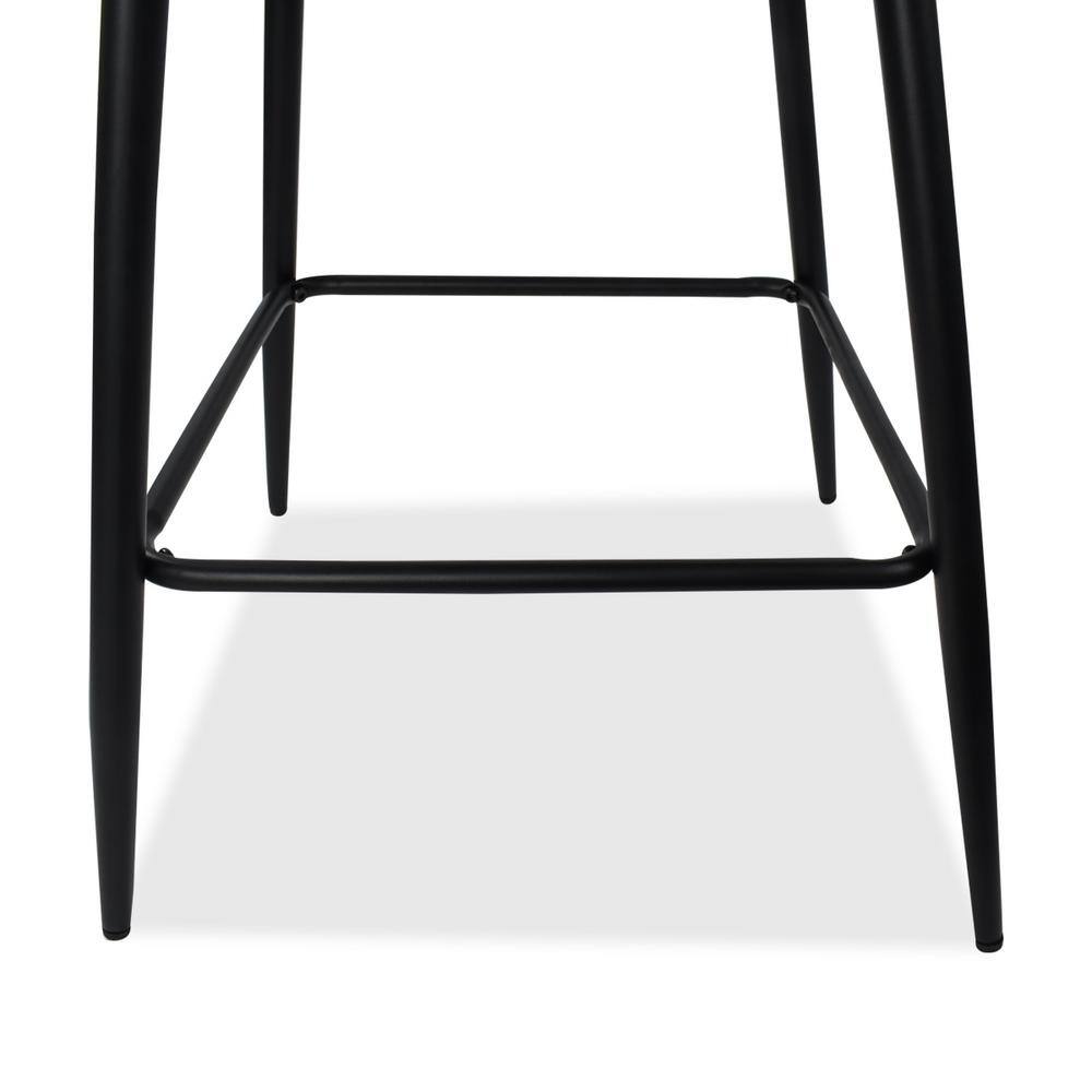 Light Gray Upholstered Counter Height Stools with Black Metal Frame, Set of 2