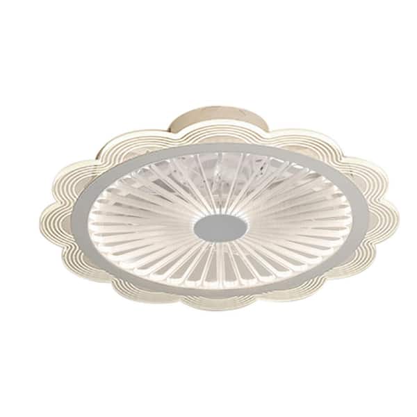 OUKANING 19.7 in. Integrated LED Indoor Modern White Flower-Shaped Ceiling Fan with Remote