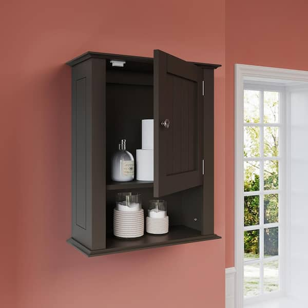 Ashland 16.5 in. W x 20 in. H x 7 in. D Bathroom Storage Wall Cabinet and Laundry Medicine Cabinet in Espresso