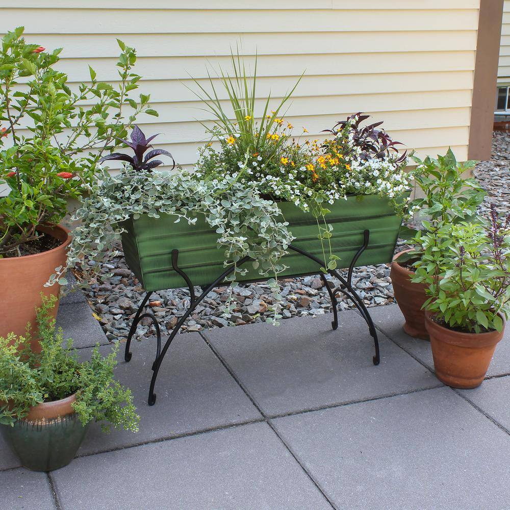 Large Green Galvanized Steel Indoor Outdoor Flower Box