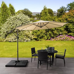 9.5 ft. Steel Cantilever UV Resistant Offset Patio Umbrella in Warm White