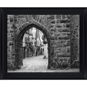 "Bicycle Of Riquewihr" By Monte Nagler Framed Print Architecture Wall Art 28 in. x 34 in.