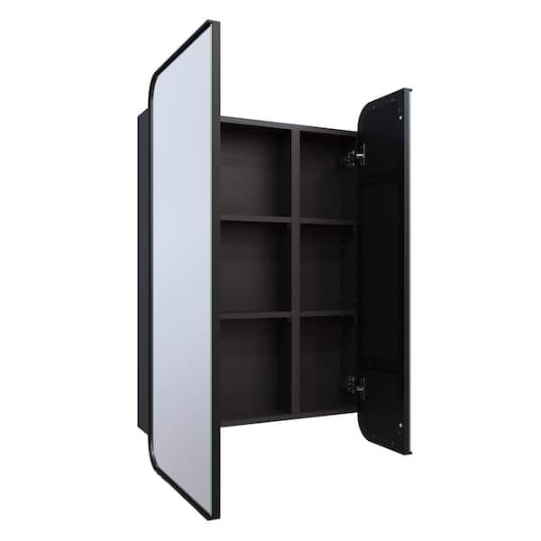 Calla 24 in. W x 36 in. H x 5 in. D Recessed Medicine Cabinet in Black with Mirror