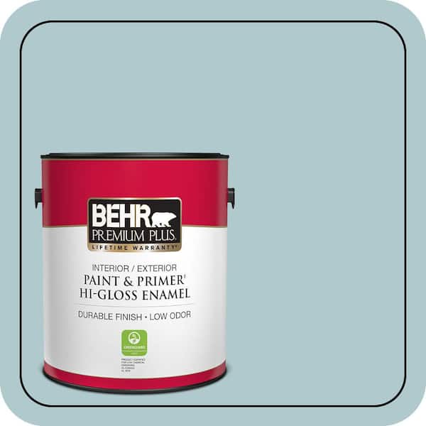 BEHR PREMIUM PLUS 1 gal. Home Decorators Collection #HDC-SM14-8 Floating Blue Hi-Gloss Enamel Interior/Exterior Paint & Primer