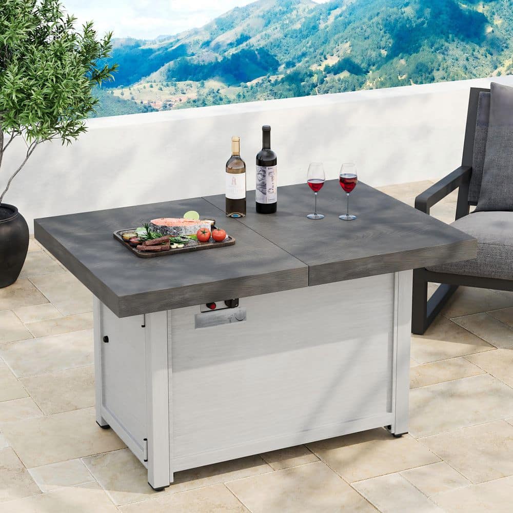 Croton Patio Rectangle Propane Aluminum Alloy Outdoor Fire Pit Table with Extendable 50,000BTU Dark Grey Plus Light Grey price history on PriceWatchPro