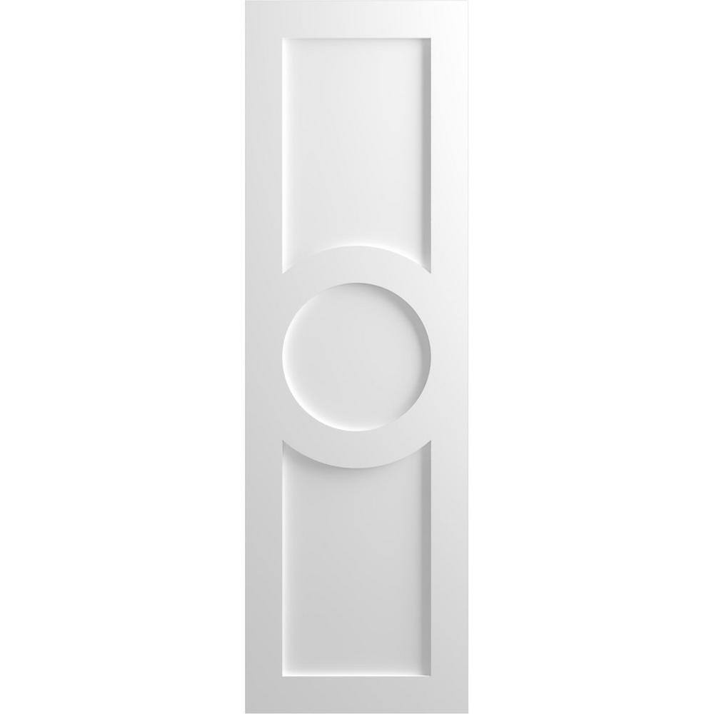 True Fit 12 in. x 66 in. PVC Center Circle Arts and Crafts Fixed Mount Flat Panel Shutters Pair in Unfinished price history on PriceWatchPro