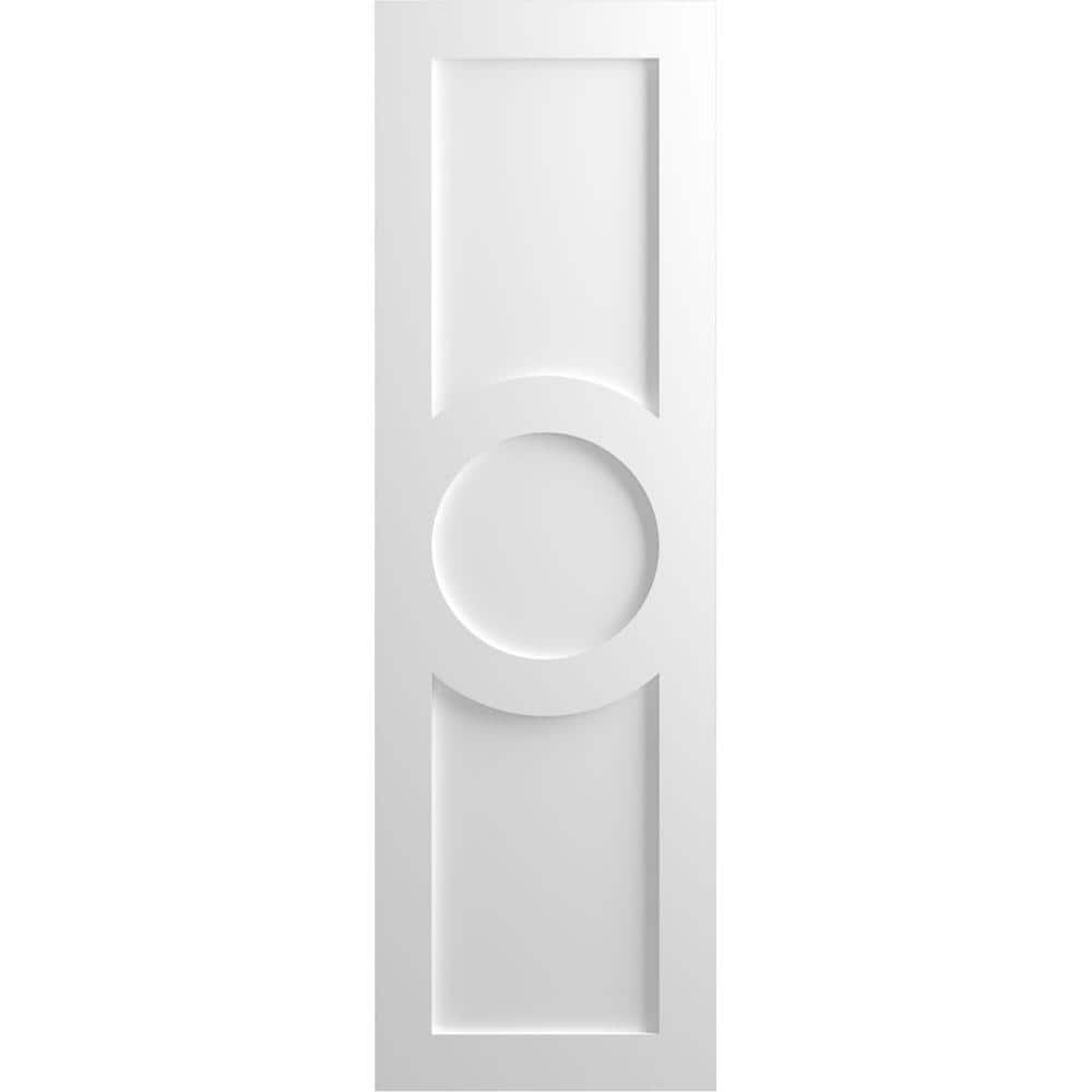 True Fit 15 in. x 59 in. PVC Center Circle Arts and Crafts Fixed Mount Flat Panel Shutters Pair in Unfinished price history on PriceWatchPro