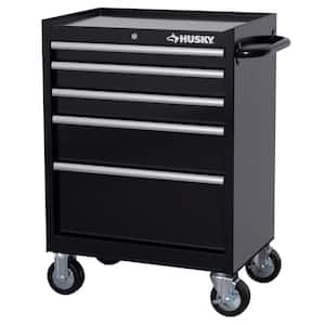 Tool Storage 27 in. W 5-Drawer Gloss Black Rolling Tool Cabinet