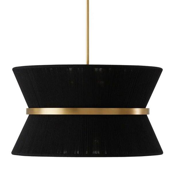 RRTYO Tabor 8-Light Modern Boho Black Hand-woven Rope Drum