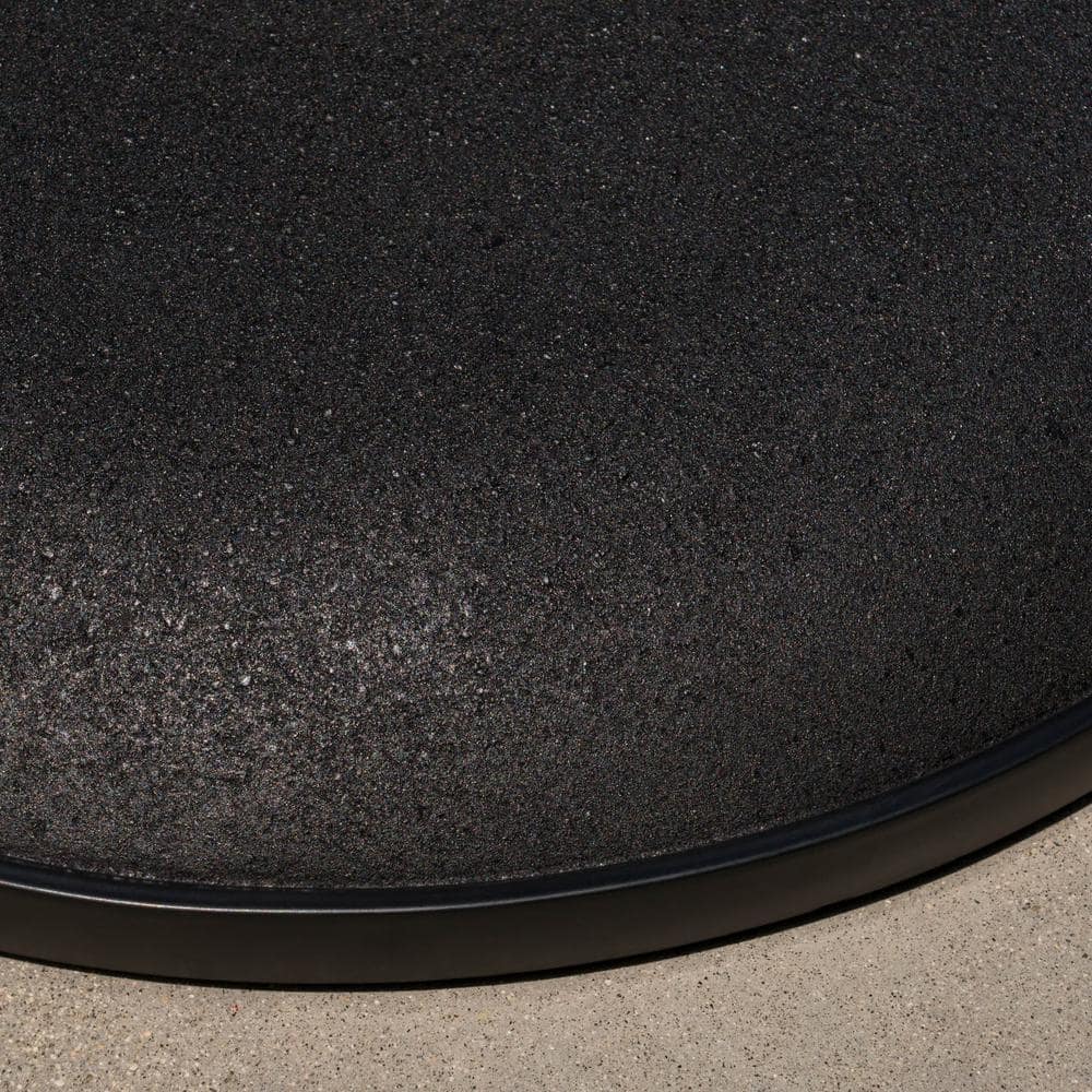 Black Concrete and Iron Round Umbrella Base, 36 lb