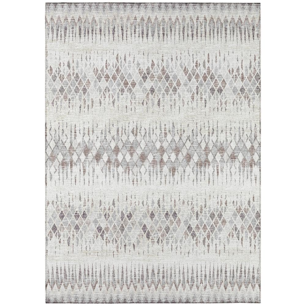 Rylee Beige 5 ft. x 7 ft. 6 in. Geometric Indoor/Outdoor Area Rug