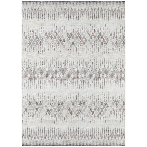 Addison Rugs Rylee Beige 5 ft. x 7 ft. 6 in. Geometric Indoor/Outdoor Area Rug