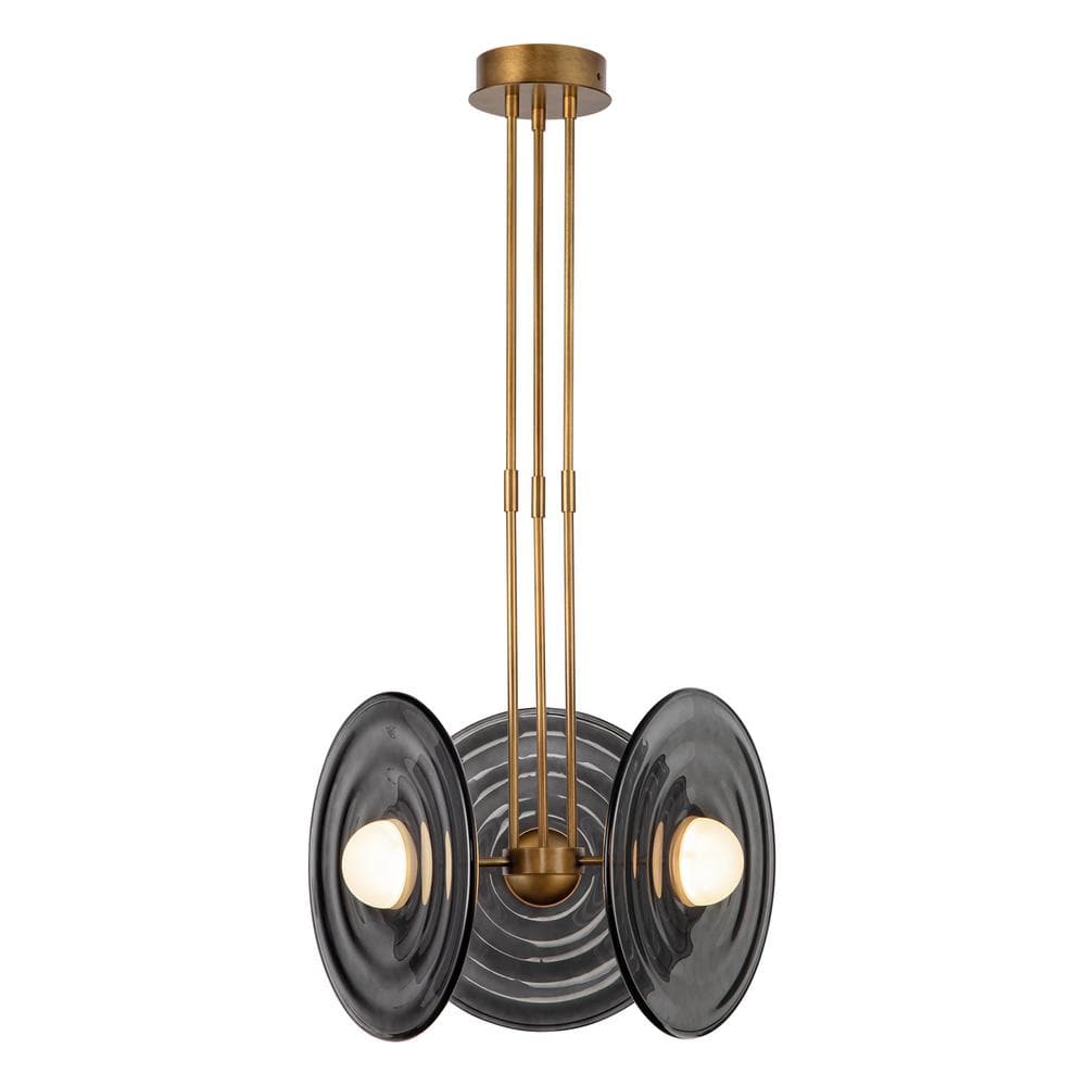 Harbour 18 in. 1 Light 25-Watt Vintage Brass/Smoked Integrated LED Pendant 