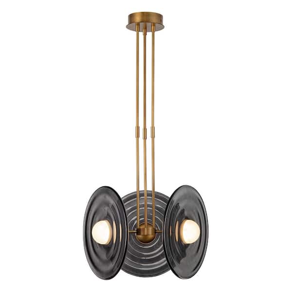 ALORA Harbour 18 in. 1 Light 25-Watt Vintage Brass/Smoked Integrated LED Pendant Light