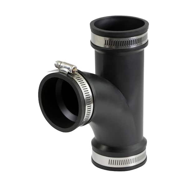 PLUMBFLEX 2 in. PVC Flexible Tee Coupling with Stainless Steel Clamps