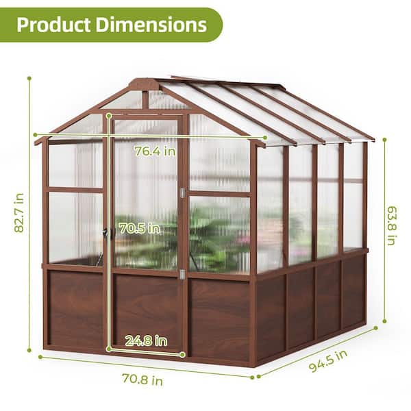 Epicpoplar 6 ft. x 8 ft. Cedar Wood Walk-In Greenhouse Kit with