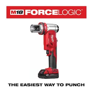 M18 18V Lith-Ion Force Logic 6-Ton Cordless Knockout Kit w/Die Set, One 2.0Ah Bat with 3/4 in. & 1 in. Conduit Bender