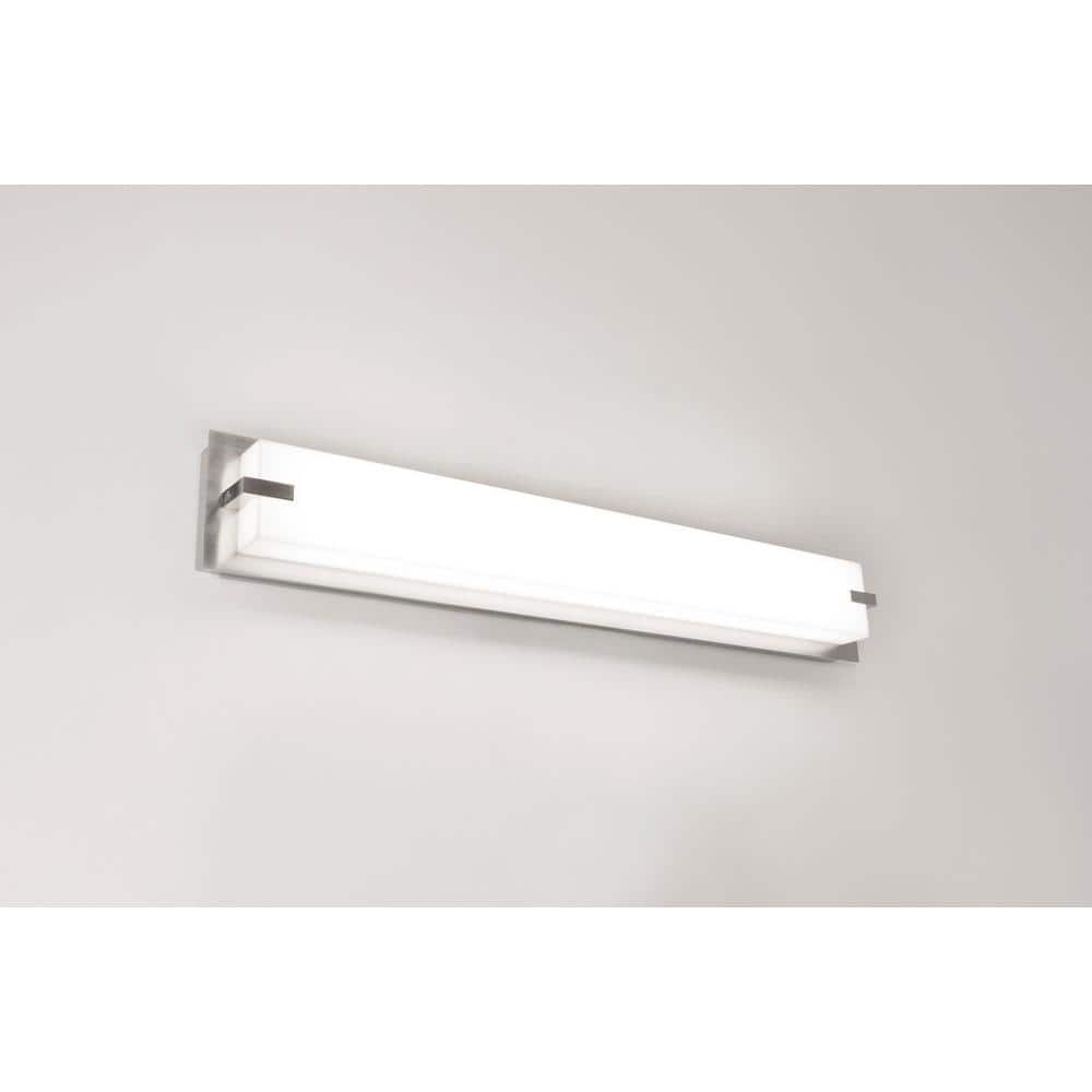 Sinclair 27-Inch Satin Nickel LED Vanity Light with White Shade