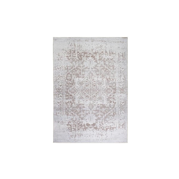 PLAYA RUG Himalayas Beige Creme 2 ft. x 3 ft. Machine Washable Modern Floral Abstract Polyester Non-Slip Backing Area Rug