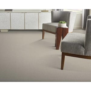 Sand Harbor - Silt/Ivory - Gray 12 ft. 27 oz. Wool Loop Installed Carpet