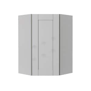 Anchester Assembled 24x30x12 in. Wall Diagonal Corner Cabinet with 1 Door 2 Shelves in Light Gray