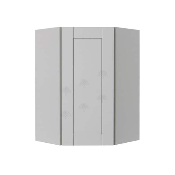 LIFEART CABINETRY Anchester Assembled 24x36x15 in. Wall Diagonal Corner Cabinet with 1 Door 2 Shelves in Light Gray