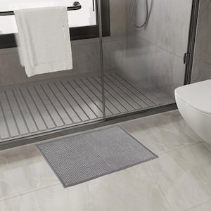 15.75 in. x 23.62 in. Chenille Bath Rug Mat, Non Slip, Soft and Highly Absorbent Microfiber Mats for Bathroom, Gray