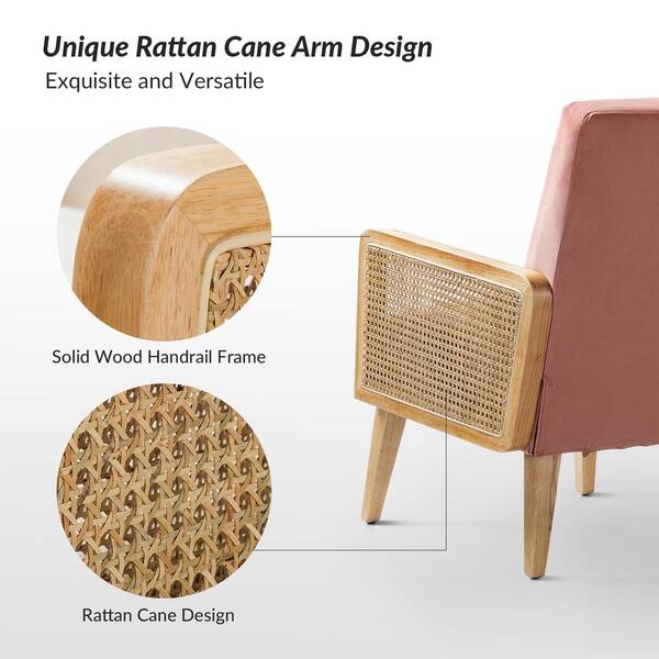 JAYDEN CREATION Delphine Modern Blush Accent Chair with Rattan