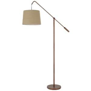 68 in. Rust 1 Dimmable (Full Range) Standard Floor Lamp for Living Room with Cotton Drum Shade