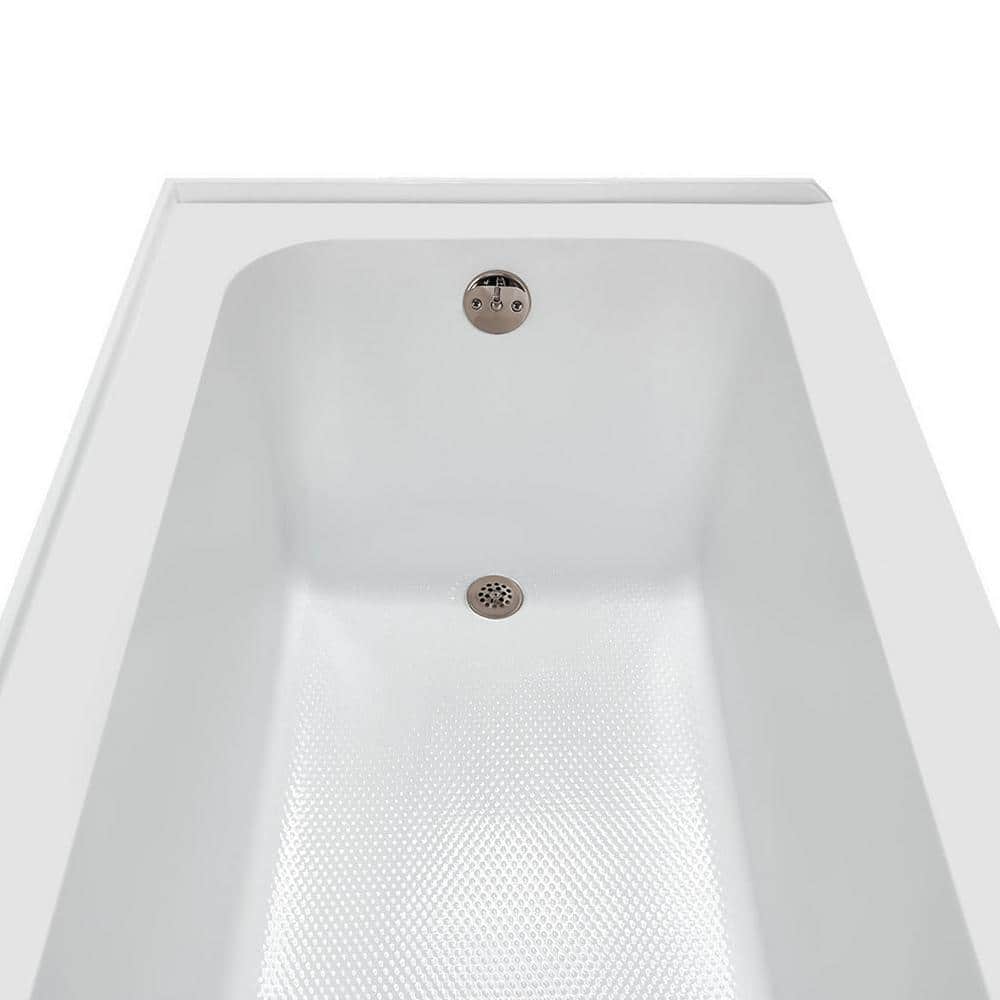 60-Inch Glossy White Acrylic Alcove Bathtub with Right-Hand Drain