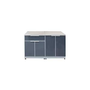 Aluminum Slate Gray 2-Piece 60 in. W x 37.25 in. H x 36 in. D Outdoor Kitchen Cabinet Set with 1-Drawer/2-Door and Tops