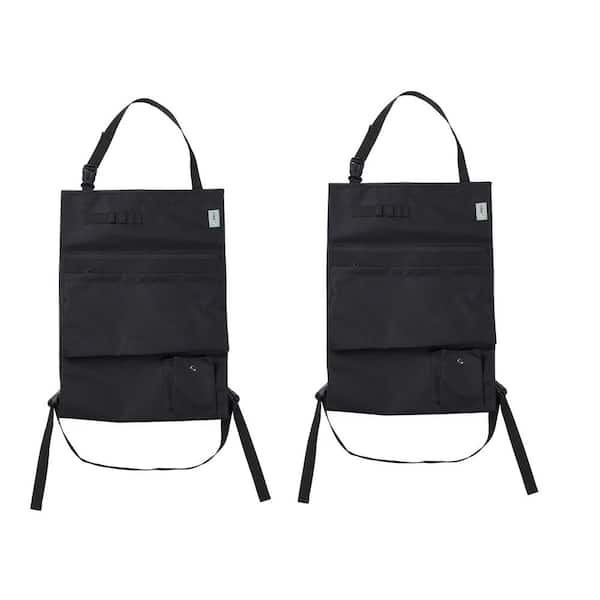 Blueprint Car Holder Organizer with Front Zippered Pocket, Black (2-Pack)