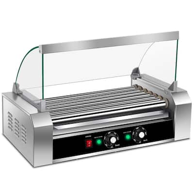 174 sq.in. Silver Stainless steel Roller Grill Cooker Machine w/Cover (7 Roller Grill)