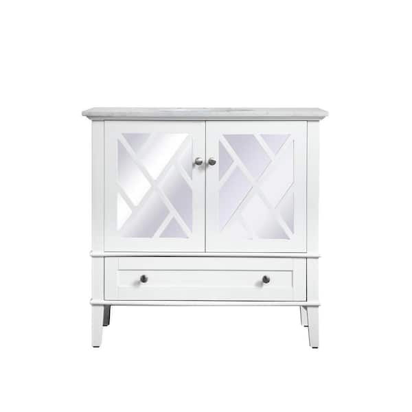 Unbranded Timeless Home 36 in. W x 20.5 in. D x 35 in. H Single Bathroom Vanity in White with Marble