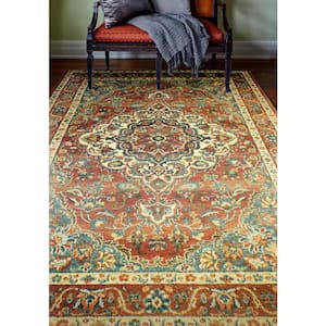 Buckingham Rust 5 ft. x 8 ft. (5'3" x 7'6") Floral Traditional Area Rug