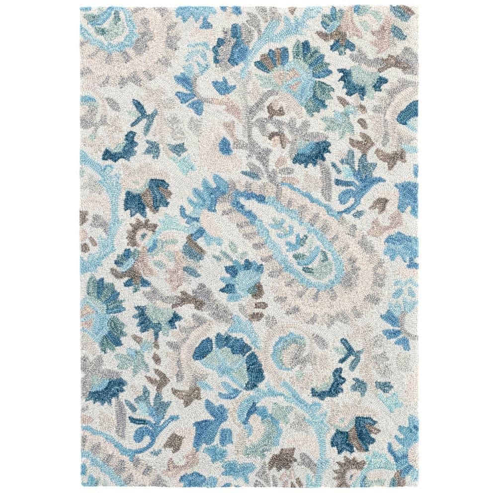 Ines Hand Micro Hooked Wool Blue 3 ft. x 5 ft. Indoor Area Rug price history on PriceWatchPro