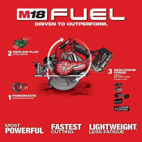 Milwaukee - M18 FUEL 18V Lith-Ion Brushless Cordless 7-1/4 in. Circular Saw with M18 18V REDLITHIUM FORGE XC 8.0 Ah Battery Pack