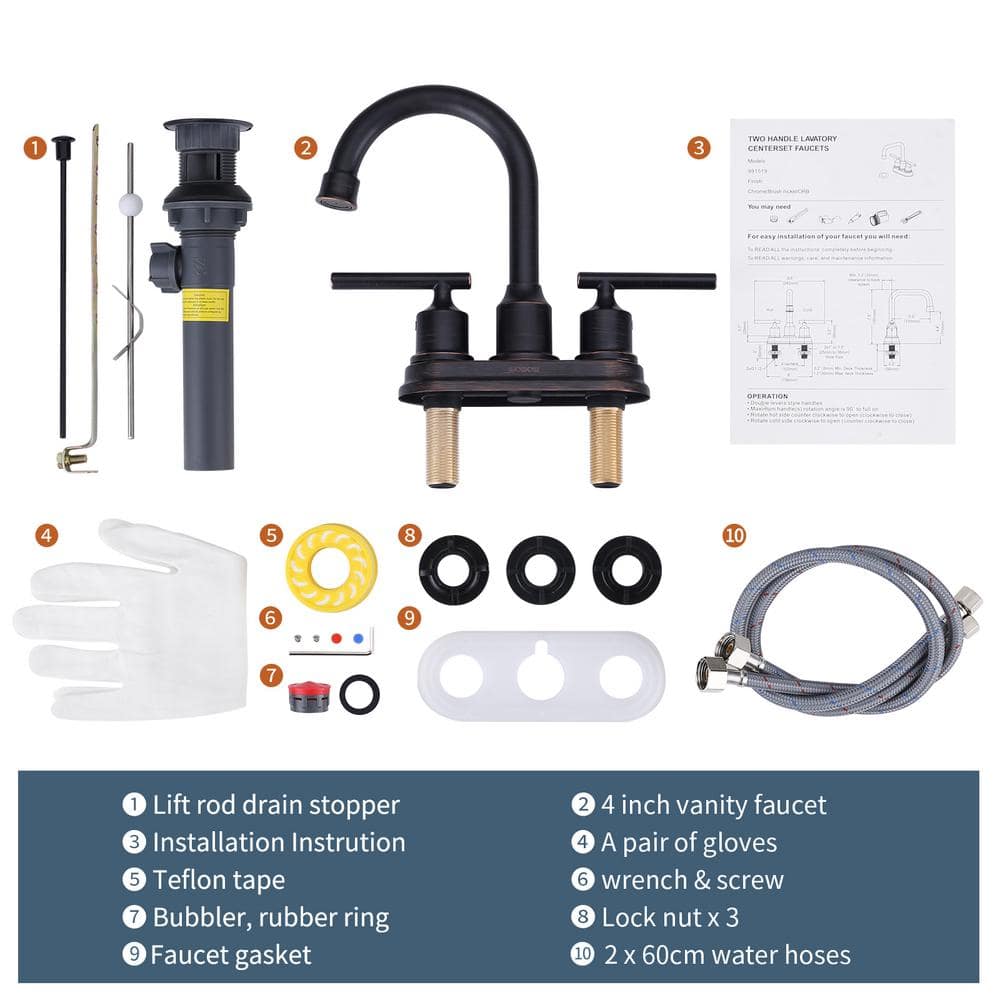 Oil Rubbed Bronze Double Handle High Arc Bathroom Faucet