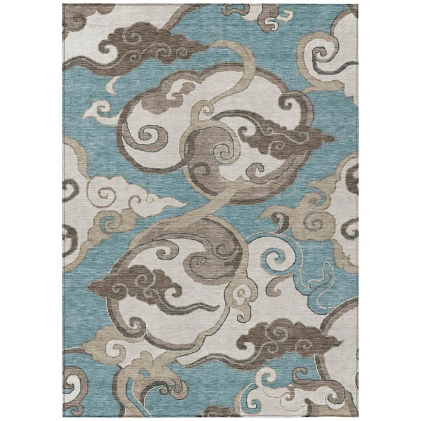 Chantille Machine Washable Indoor/Outdoor Abstract ACN3034 Teal 10 ft. x 14 ft. Area Rug