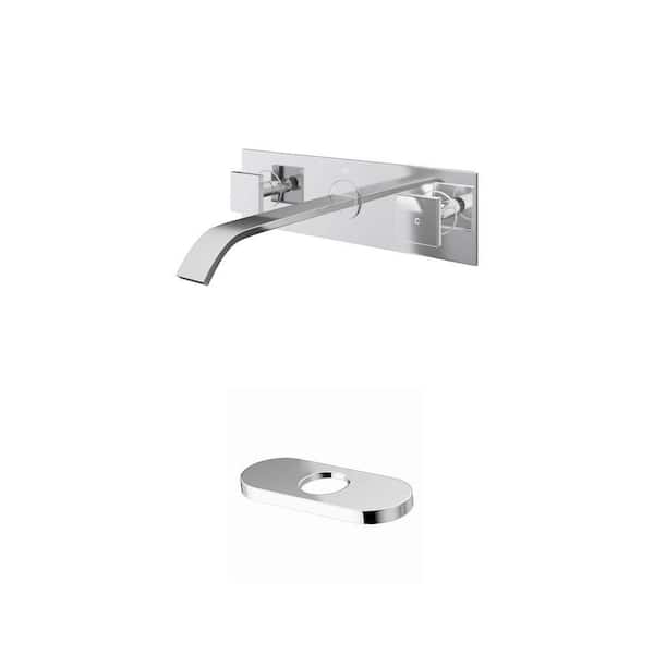 Titus Two Handle Wall Mount Bathroom Faucet in Chrome with 5.5 in. Zinc Deck Plate Hole Cover