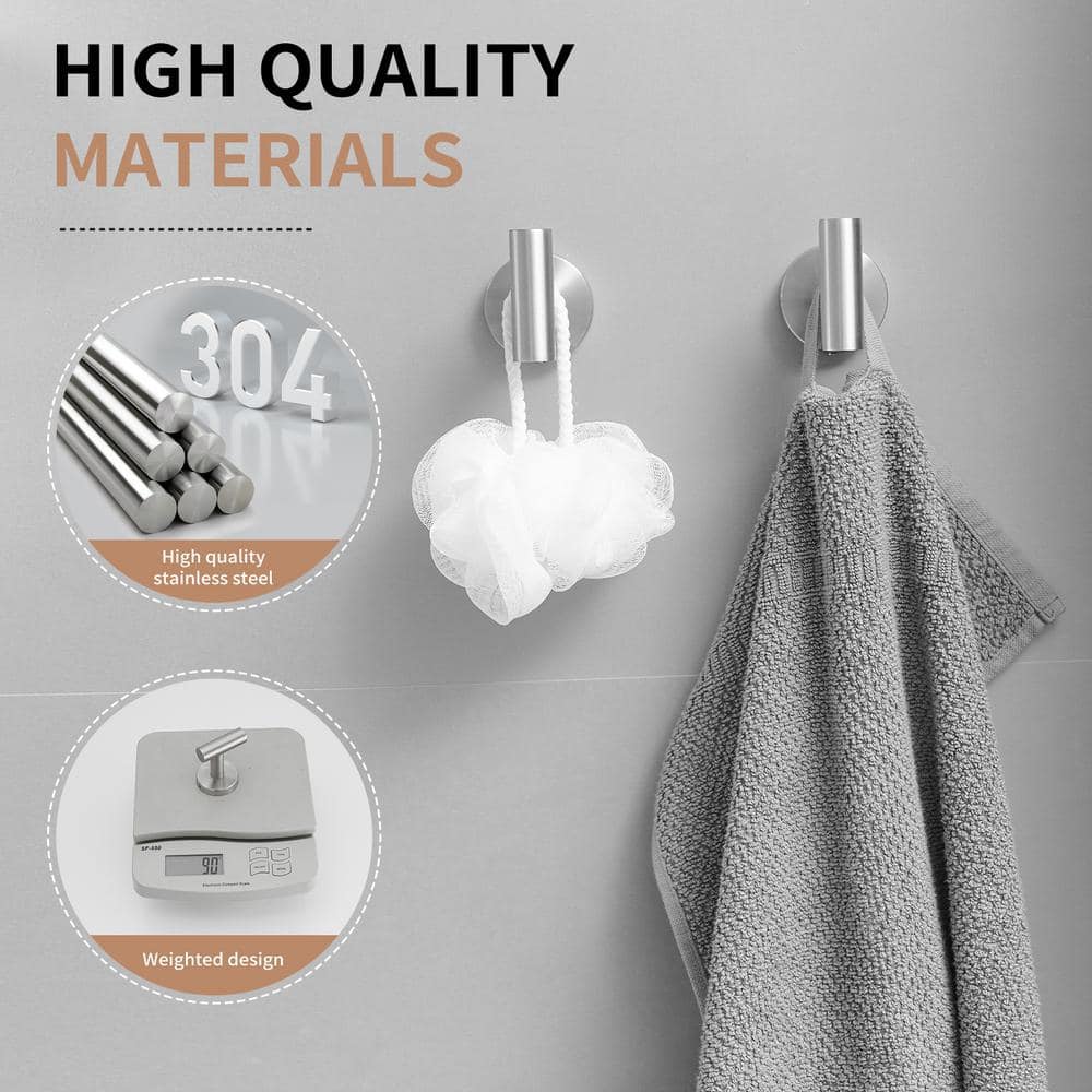 Brushed Nickel Wall Mounted J-Hook Towel Hooks Set of 4