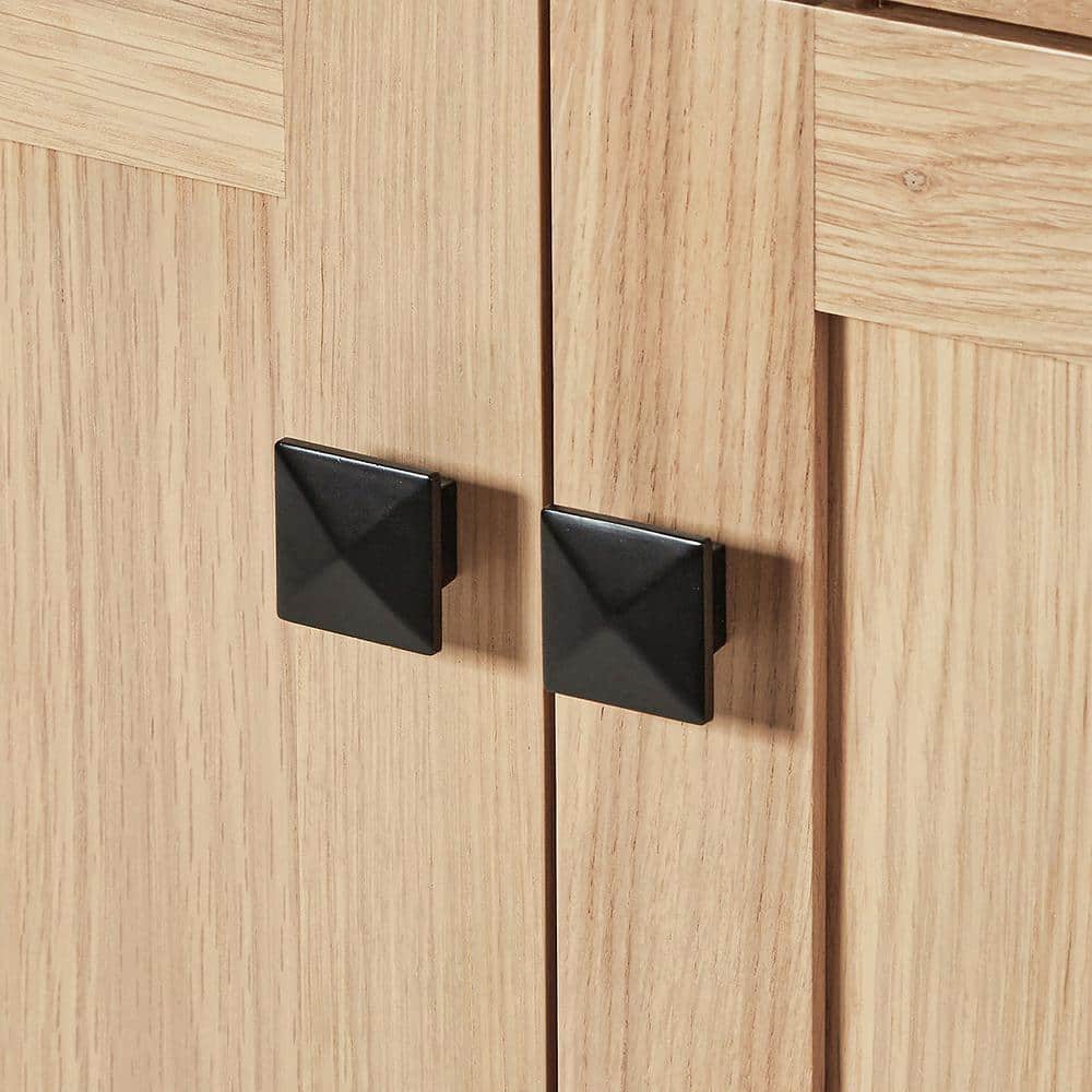 66'' Medium Oak Double Freestanding Bathroom Vanity with Black Hardware