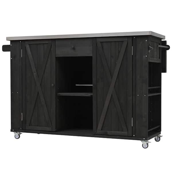 Black Grill Carts with Stainless Steel Top