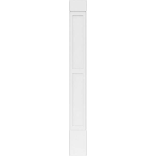 Ekena Millwork 2 in. x 12 in. x 108 in. PVC Pilaster 2 Equal Flat Panel with Standard Capital and Base (Pair)