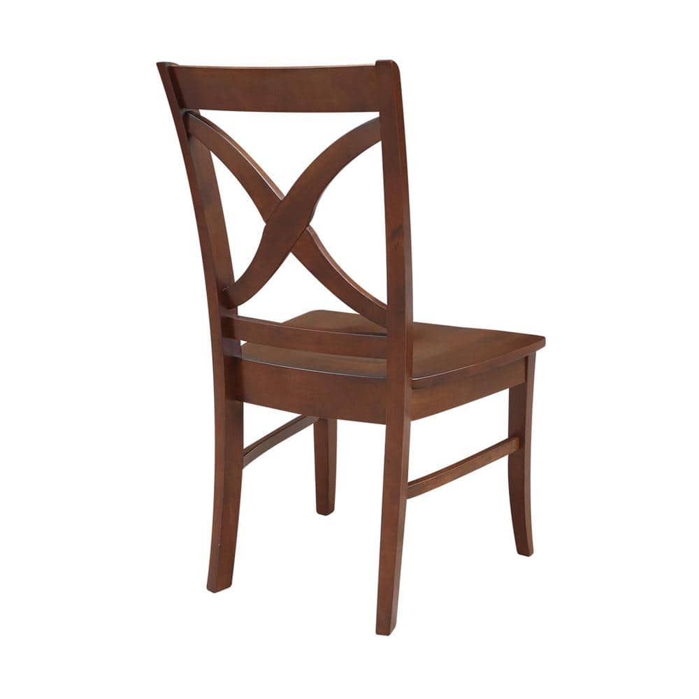 Set of 2 Vineyard Espresso Solid Wood Cross-Back Dining Chairs