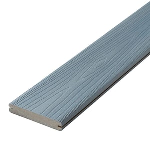 Horizon 1 in. x 5-1/2 in. x 1 ft. Castle Gray Grooved Edge Capped Composite Decking Board Sample