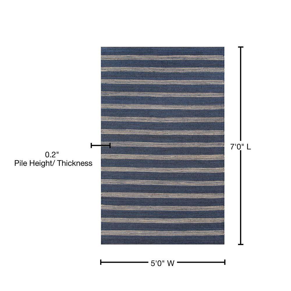 Handmade Navy Stripe 5' x 7' Jute Area Rug