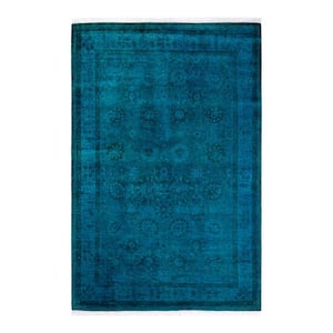 One-of-a-Kind Contemporary Green 4 ft. x 6 ft. Hand Knotted Overdyed Area Rug