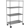 Storage Concepts Chrome 4-Tier Rolling Steel Wire Shelving Unit (48 in ...