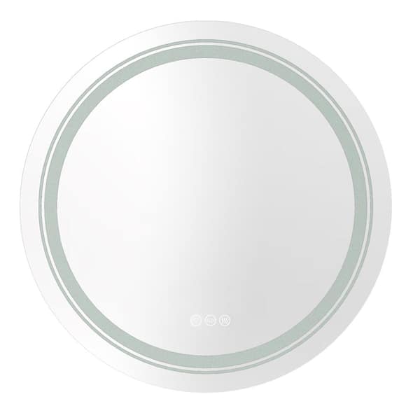 24 in. W x 24 in. H Large Round Frameless Light Dimmable Backlit Dual Front LED Wall Bathroom Vanity Mirror Super Bright